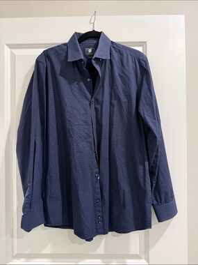 Steel & Jelly Dark Navy Microdot Button-Up Shirt sz xl
